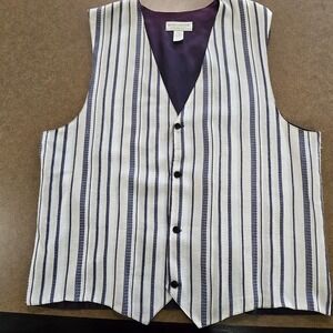 Natural Exchange Alexander Lloyd Men's XLT Striped Vest Rayon Linen Blend Blue